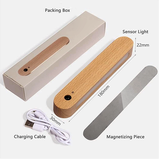 Wooden Rechargeable Induction Lamps - Magnetic Wall Key Holder Motion Sensor Wall Lamp