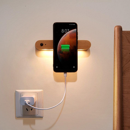 Wooden Rechargeable Induction Lamps - Magnetic Wall Key Holder Motion Sensor Wall Lamp